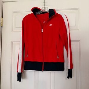 Nike Youth Kids Girls Red Black Track Full Zip Jacket Size Large L